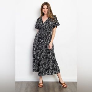 Be Stage Full Size Printed Smocked Waist Dress